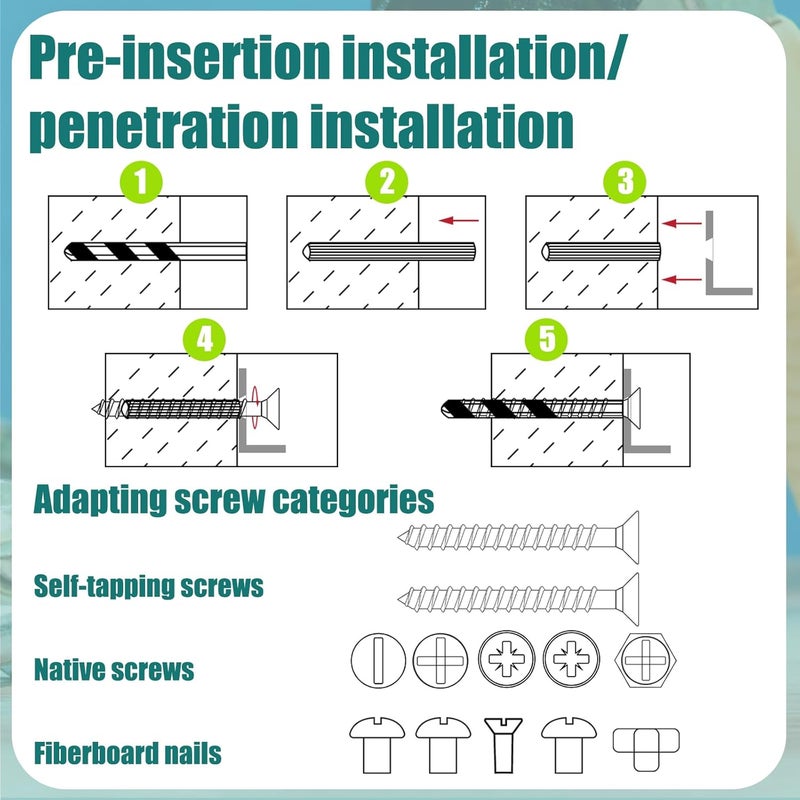 Lineshading 100 Pcs Expanding Plastic Concrete Anchors Screw Anchors Drywall Wall Expansion Pipe for Hollow Walls Tile Cement Bolt Expansion Tube (1/4" X 1" for #10,#11, or #12 Screws,Green) - Image 4